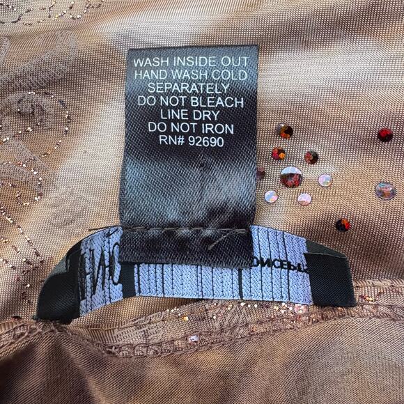 VTG INC Top Med Brown Sequins V Neck Empire Waist Whimsigoth FairyGrunge Stretch - Picture 8 of 9